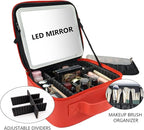 Travel Makeup Bag with LED Mirror Travel Makeup Organizer with 3 Lighted - Image 8