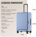 26 Inch Top Opening Checked Travel Luggage Expandable - Image 5