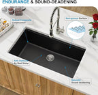 33 Inch Black Granite Composite Kitchen Sink Workstations Black Quartz - Image 6