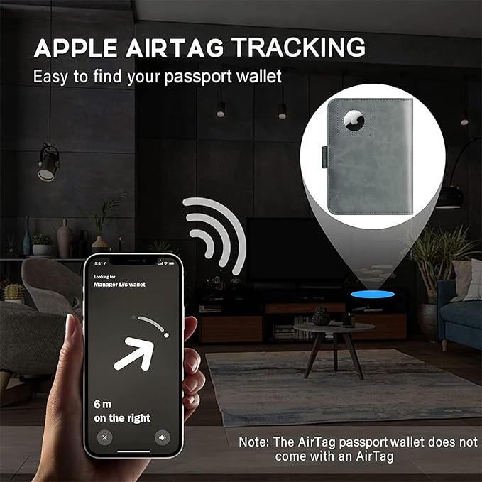 Airtag Passport Holder Cover Wallet Travel Essentials Leather Rfid Blocking - Image 4