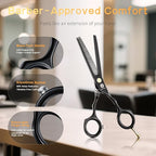 Purple Dragon 5.5 inch Hair Cutting Scissors Set with Razor, Leather Scissors Case, Barber Hair Cutting Shears Hair Thinning/Texturizing Shears for Professional Hairdresser or Home Use (Black)