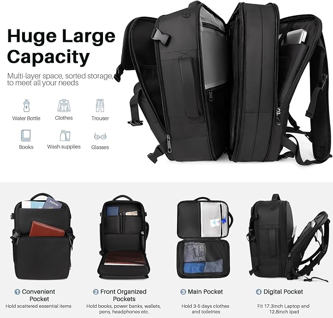 Travel Backpack Carry On Flight Approved, Lightweight Large Travel Backpack - Image 4