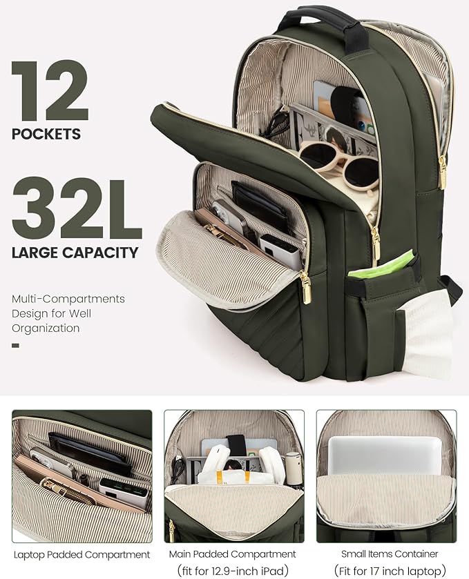 LOVEVOOK Laptop Backpack for Women, Travel Computer Work Bags - Image 2