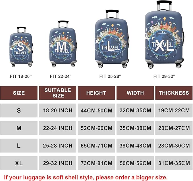 WUJIAONIAO Travel Luggage Cover Baggage Suitcase Cover Protector Skins 18-32 - Image 6