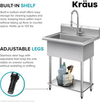 KRAUS Standart Pro 32 Inch 18-Gauge Stainless Steel Scullery Sink, 24 Gallon - Image 9
