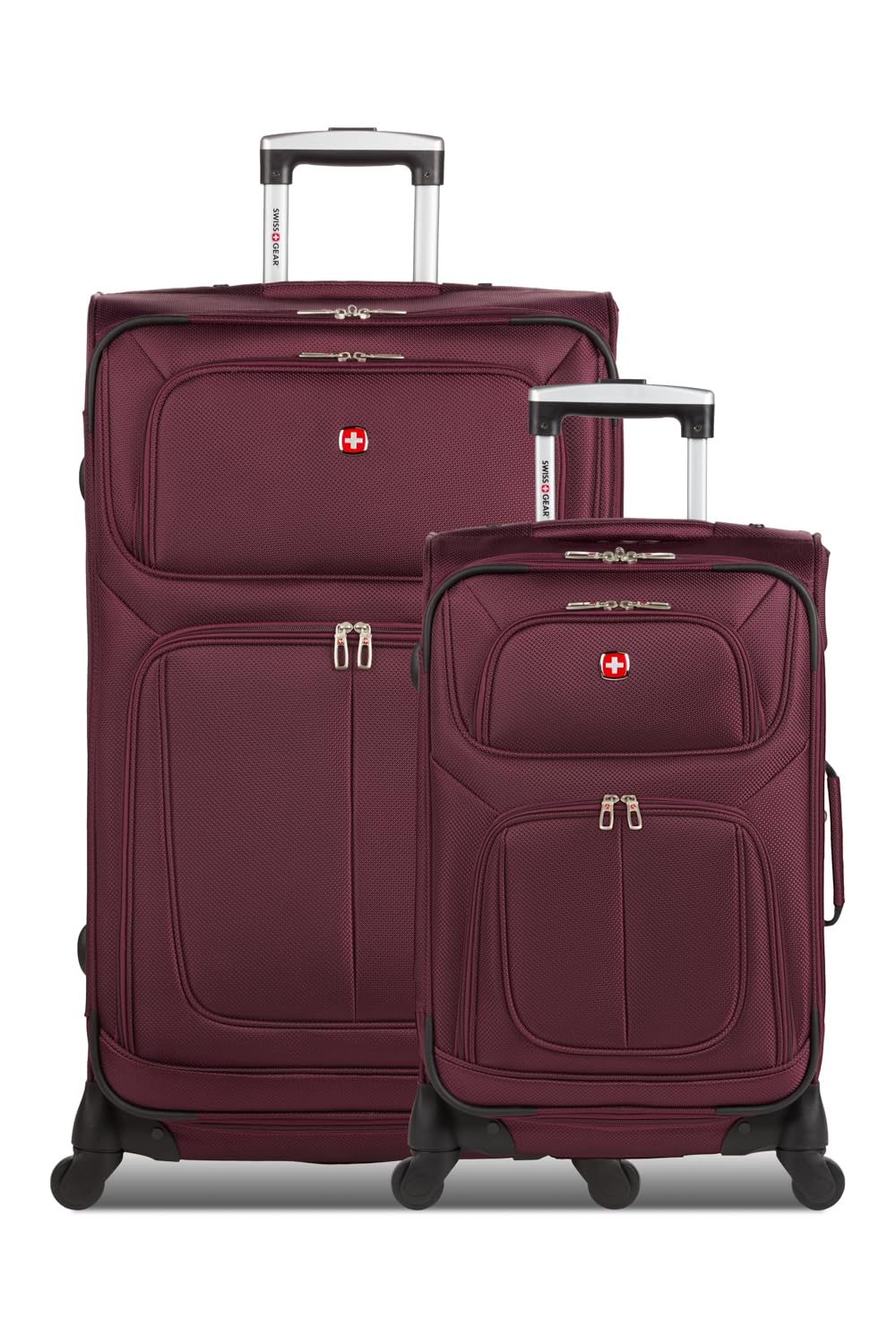 Sion Softside Expandable Spinner Luggage Durable Lightweight Travel Suitcase (2-Piece Set (Carry-On/Large) / Merlot)