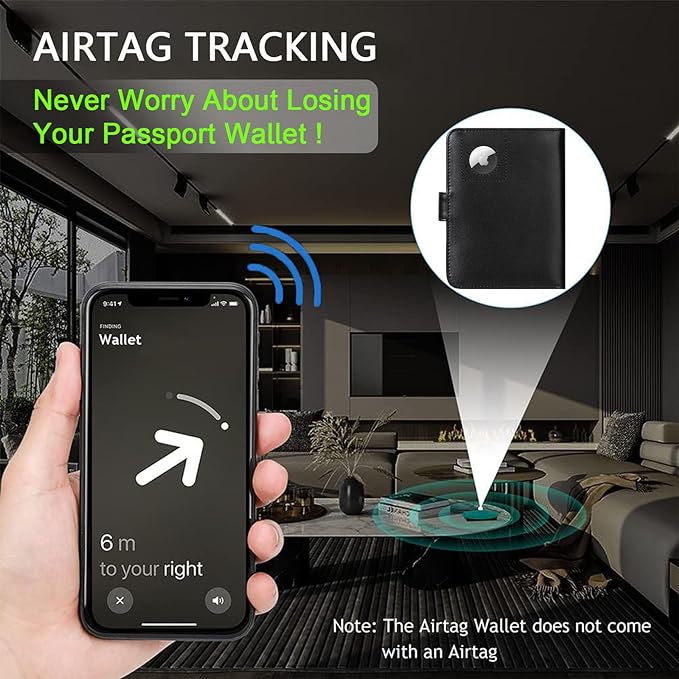Airtag Passport Holder Cover Wallet RFID Blocking Leather Case Travel - Image 5