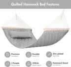 ANOW Heavy Duty Hammock with Spreader Bars and Detachable Pillow, 2 Person - Image 3
