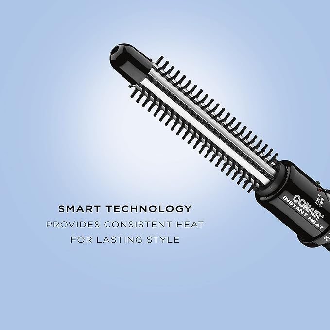 Conair Instant Heat Curling Iron Brush,3/4-Inch Barrel Curling Brush for Short Hair,30-Second Heat-Up with 25 Heat Settings for All Hair Types,Black,(Pack of 3)