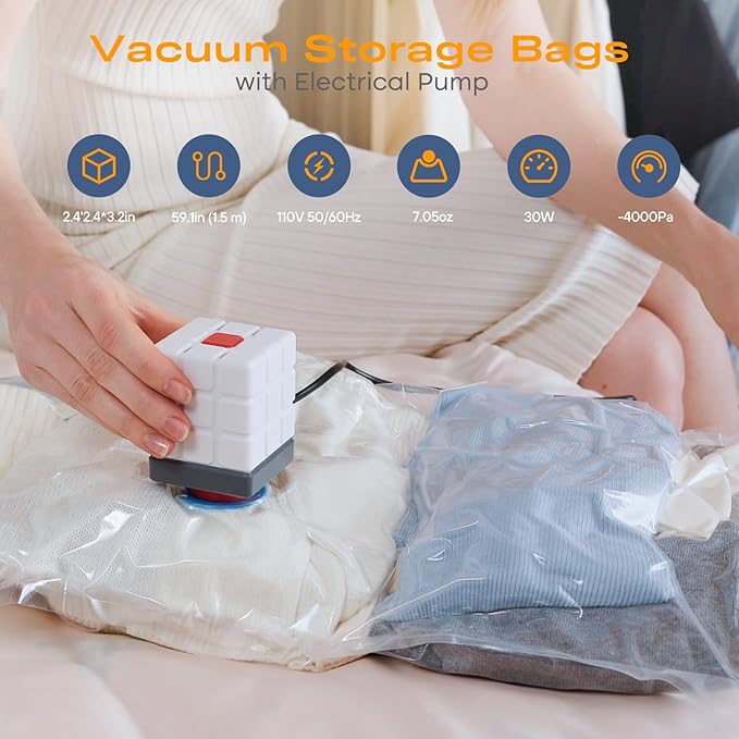 Vacuum Storage Bags for Clothing, 8 Large Vacuum Seal Bags Space Saver for - Image 3