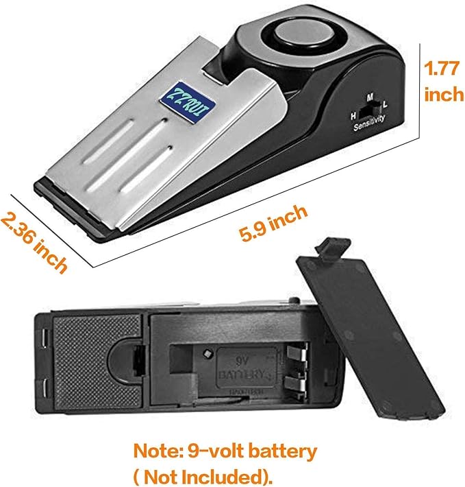 ZZRUI Door Stop Alarm with 120dB Siren, Portable Wedge Door Stopper Security - Image 5