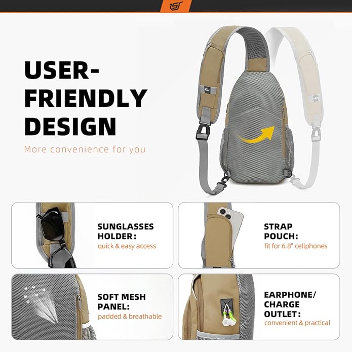 SKYSPER Sling Bag RFID Crossbody Sling Backpack Cross Body Shoulder Bag Travel - Image 4