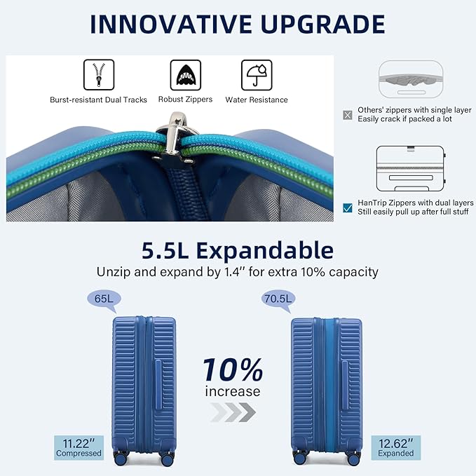 Hard Shell Suitcases Travel Expandable Luggage, 24 Inch Check in Luggage - Image 4