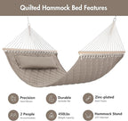 ANOW Double Hammock with Spreader Bars and Detachable Pillow, 2 Person Hammock - Image 3