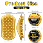 Hair Twist Sponge Brush Twist Styler Comb for Black Men - Washable Afro Curl Sponge Racket for Barbers & Daily Use, Ideal for Coiled, 4C Hair - Wave Pomade Butter Rubber Large Tooth Brush Set (Gold)