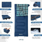 KingCamp Sleeping Bag for Adults, Cold Weather & Warm XL Big and Tall Flannel - Image 3