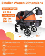 Tandem Wagon Stroller – All-Terrain 2-in-1 Push & Pull Design, Double Seat - Image 2