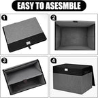Large 17" 42 Quarts Collapsible Stackable Storage Bins - Image 3