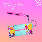 Almost Famous Tropico Getaway 0.5 inches Mini Tourmaline & Ceramic Hair Straightener Flat Iron with Stunning Travel Bag with Set Temperature, All Hairstyles (Waikiki)