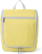 Travel Hanging Toiletry bag for Men & Women, Water-resistant Sturdy Nylon Toiletries Organizer for Cosmetics, Makeup Brushes, Shaving Tools, Bathroom Bag, Yellow