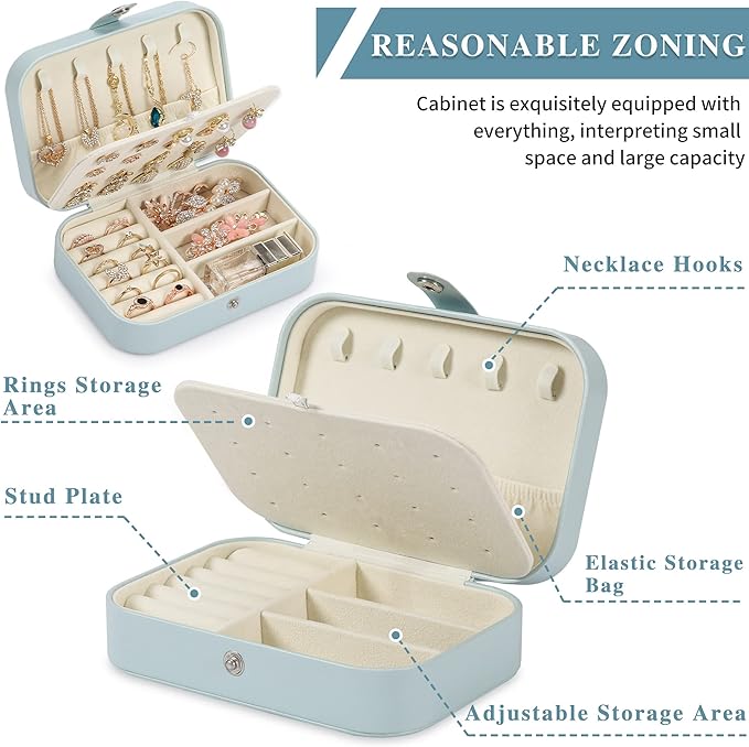 Travel Jewelry Box, PU leather Small Jewelry Organizer - Image 3