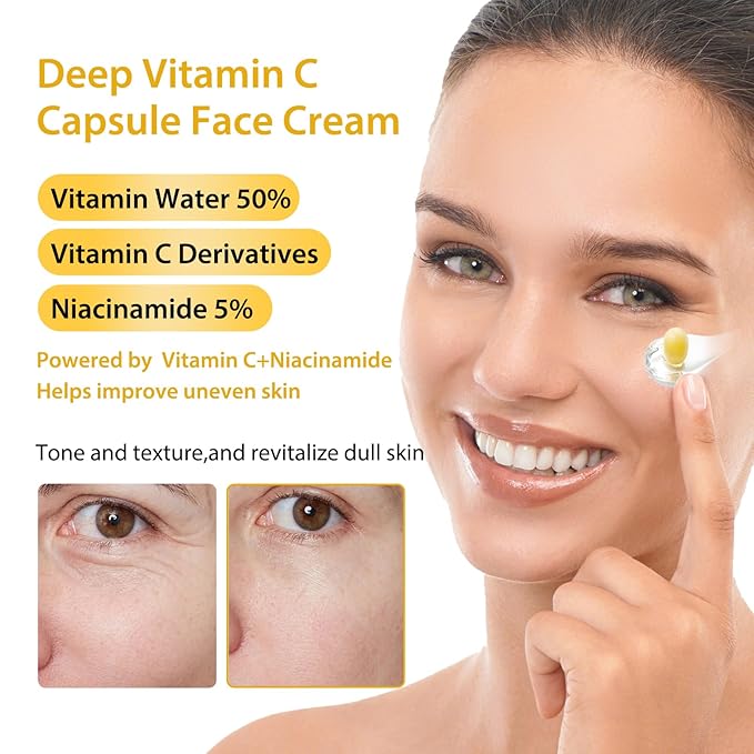 Deep Vitamin C Capsule Face Cream,Moisturizer Capsule Facial Cream,Hydrating Night Face Cream Skincare 4.9 OZ