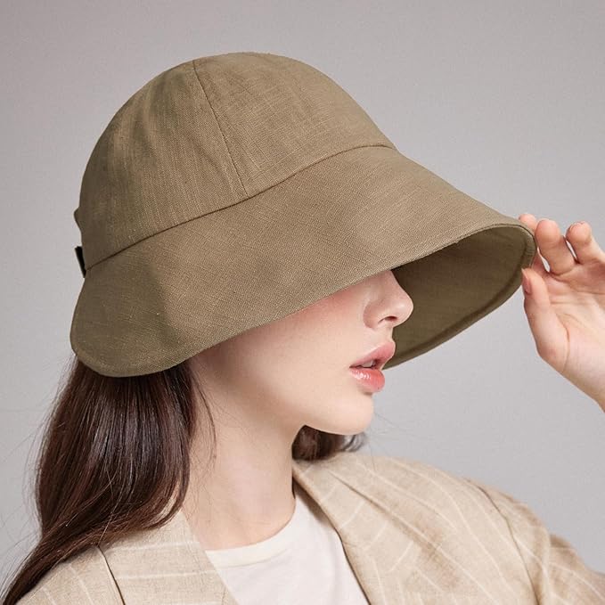 Linen Victorian Bonnet Hat Sun Cap, Foldable Summer Visor | New Katy - Image 2