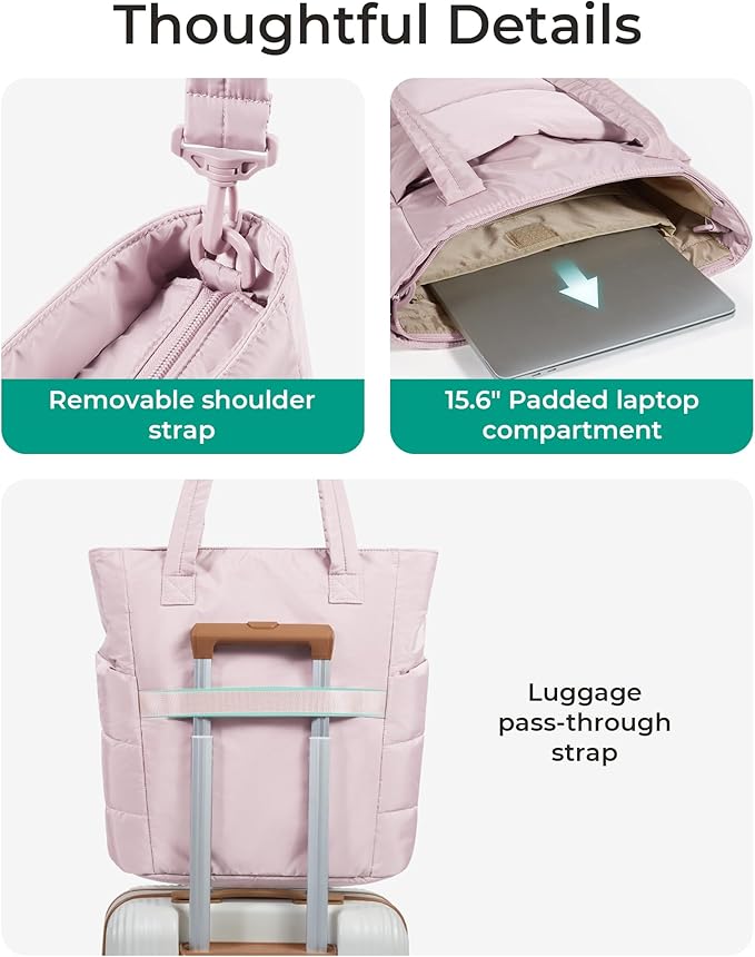 BAGSMART Tote Bag for Women, Lightweight Puffy Tote Bag - Image 6