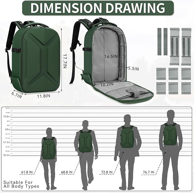 TORIBIO Camera Backpack, Hardshell DSLR Photography Camera Bag, Waterproof Hard - Image 3