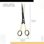 Professional Barber Hair Cutting Scissors 7.5” – Premium Japanese Stainless Steel Hair Shears with Razor Edge Blades – Salon & Home Haircut Scissors for Men, Women, Kids & Pets – Black Gold Series