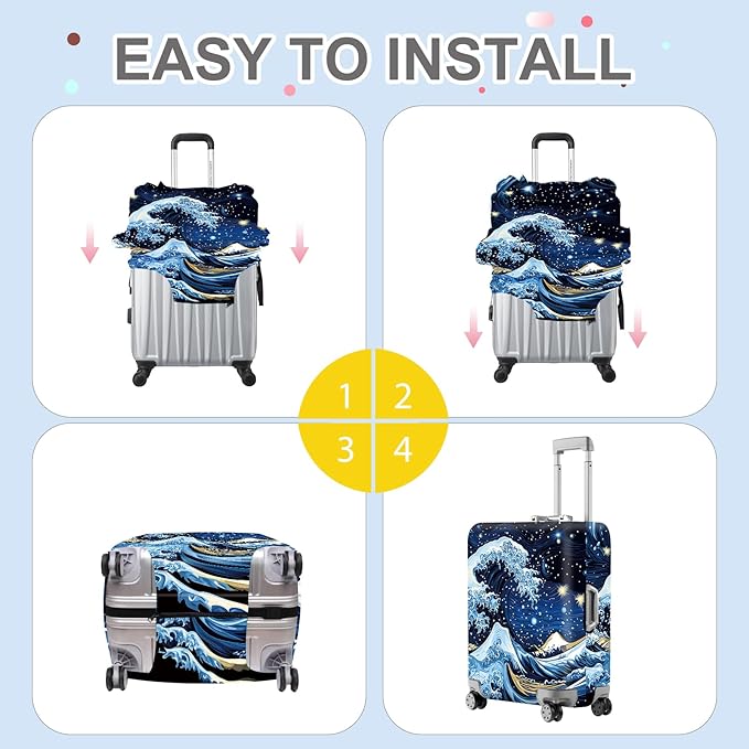 ANNA QUEEN Starry Ocean Wave Luggage Cover, Suitcase Protector - Image 6