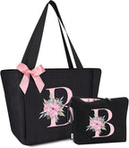 Vavabox Tote Bag, A-Z Initial Monogrammed Waterproof Tote Bag, Bridesmaid Gifts by Vavabox