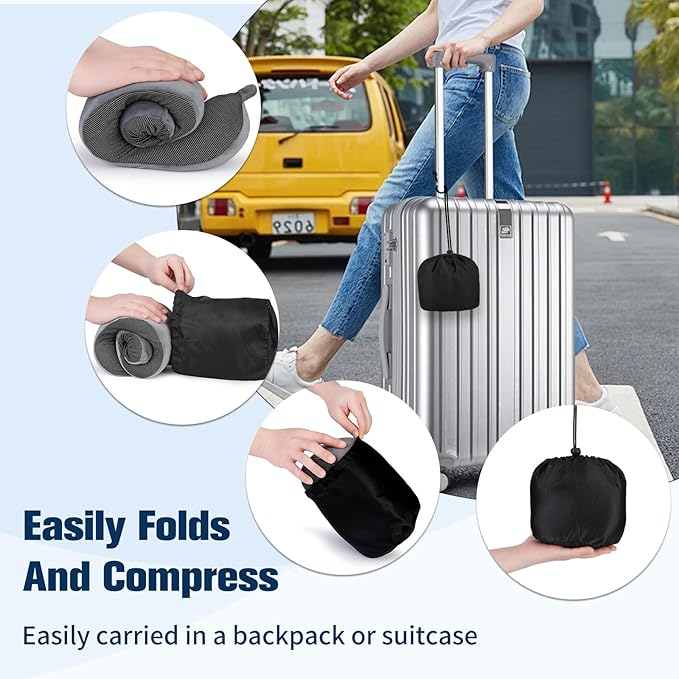Neck Pillow for Traveling, Travel Pillows for Airplanes, 100% Pure Memory Foam - Image 8
