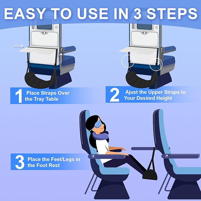 Airplane Travel Foot Hammock, Perfect Airplane Footrest to Relax Feet, - Image 5