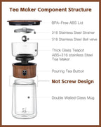ZENS Modern Glass Infuser Teapot, One Touch Tea Maker - Image 6