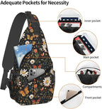 SUPLUCHOM Sling Bag Vintage Butterfly Daisy Leaf Hiking Daypack Crossbody - Image 4