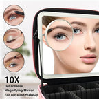 Travel Makeup Bag with LED Mirror and 10x magnifying glass with 3 Lighted - Image 2