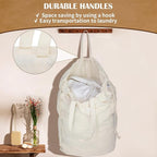Canvas Laundry Bags with Handles & Square Base 13.8"x 13.8", Large Heavy Duty - Image 3