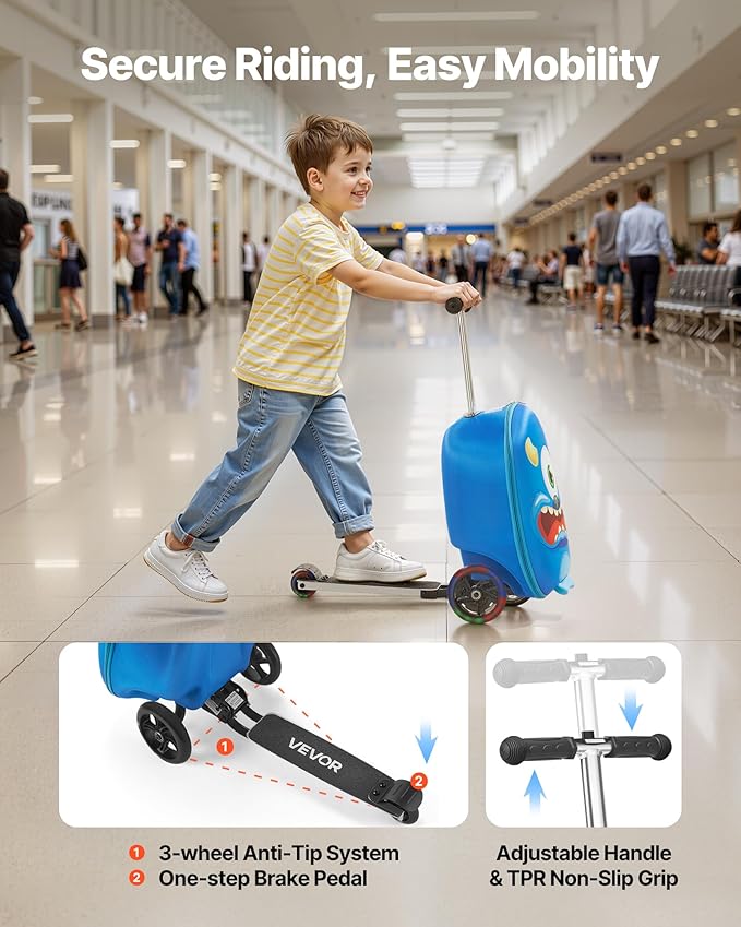 VEVOR Ride-on Luggage, 20 L Capacity, 20 Inches Kids Scooter Suitcase - Image 3