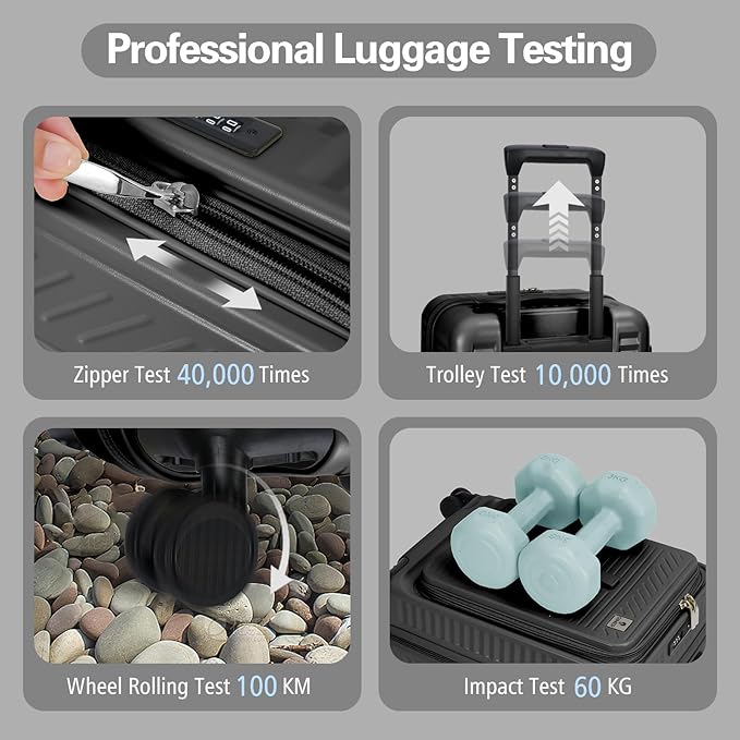 20 Inch Luggage with Spinner Wheels, Expandable Front Opening Suitcase 100% PC - Image 6