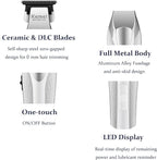 KEMEI 3023-702 Hair & Beard Trimmer for Men, 9000 RPM Zero Gapped Trimmers for Barbers with Full Metal Body, Professional Hair Clippers with LED Display, Ceramic and DLC Blades