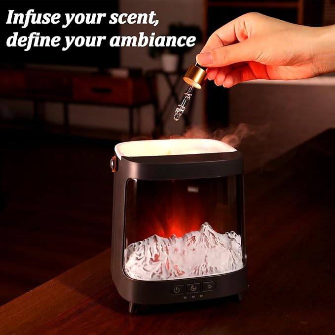 Essential Oil Diffuser for Home, Bedroom Humidifiers, Air Scent Aroma Aromatherapy Ultrasonic Machine Timer Small Mini difusor de Aromas para casa Living Room Office Decor Gifts Fireplace Aurora