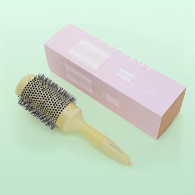 Fast Dry Round Brush with Ceramic Ion Thermal Barrel and Nylon Bristles,Argan oil Round Hair Brush for Blow Drying,Styling,Curling,Straightening, Perfect Styling .for All Hair Types-53mm