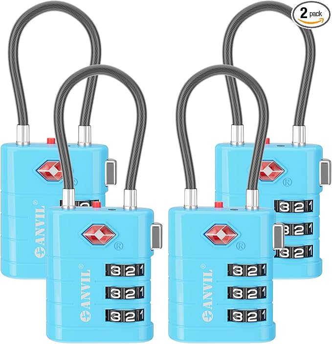 ANVIL TSA Approved Luggage Locks – High Security TSA008 Combination Travel Locks by ANVIL