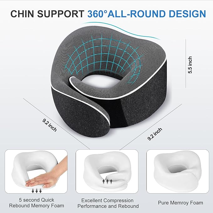 Travel Pillow, Best Memory Foam Neck Pillow Head Support Soft Pillow - Image 5