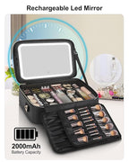 Relavel Travel Makeup Bag With LED Mirror, 16.2" Large Makeup Train Case - Image 5