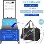 Foldable Carry on Luggage Bag 22x14x9 Personal Item Bag - Image 2