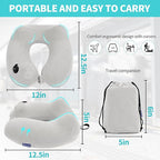 Inflatable Travel Neck Pillow for Airplane, Head Support Velvet Adult Neck - Image 2