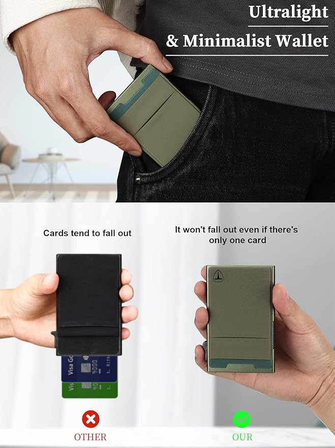 Slim Wallet for Men, Pop Up Credit Card Wallet Aluminum Minimalist RFID - Image 3