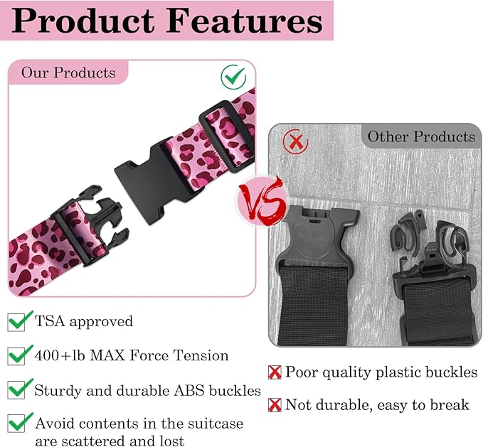 Leopard Luggage Straps for Suitcases TSA Approved, Luggage Identifiers for - Image 3
